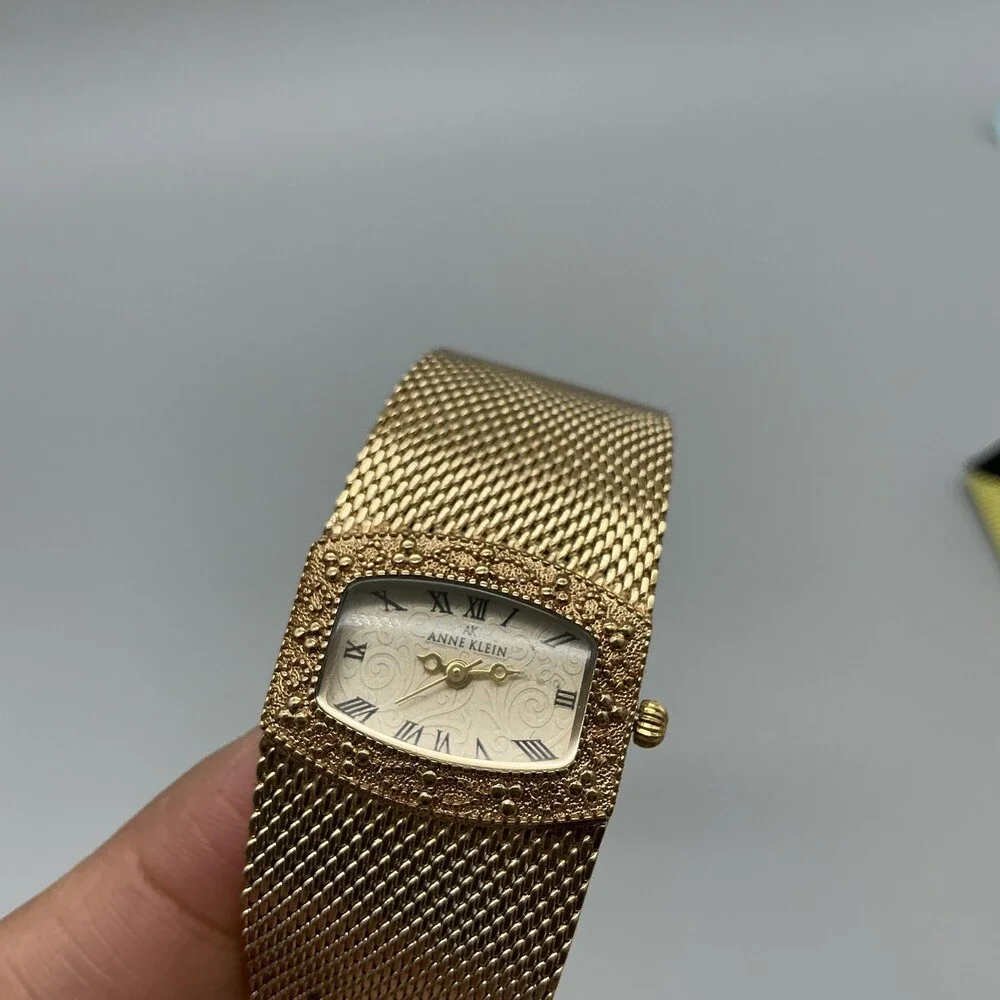 Anne Klein Womens Watch 25mm Cream Dial Gold Tone Mesh Band 10/6416 New Battery